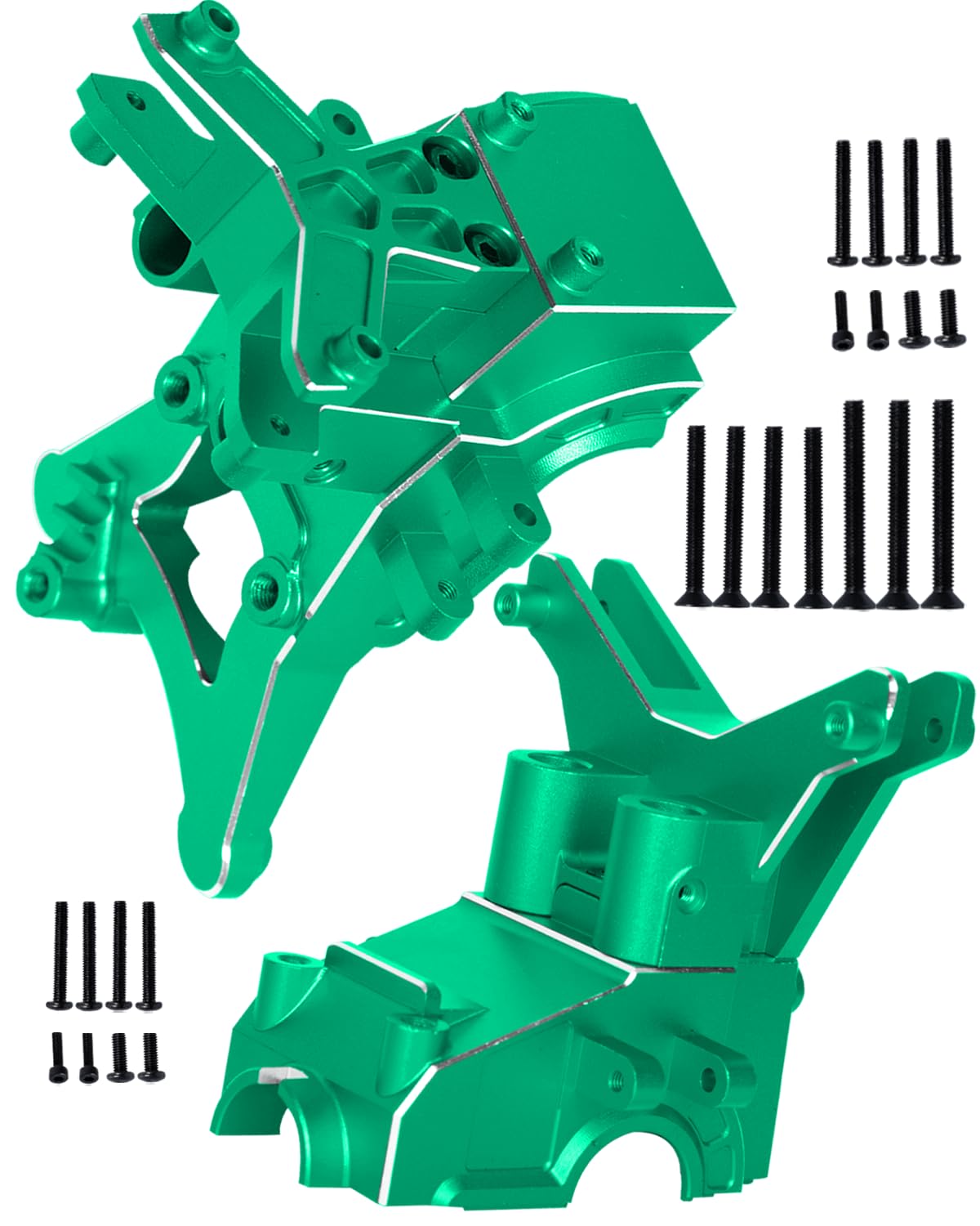 RCHuiWow RC Composite Front Rear Upper Gearbox Covers and Shock Tower Upgrades for 1/10 Big Rock 3S BLX,Granite/Senton 3S BLX,Granite/Senton Mega550,1/8 Typhon 3S BLX,Typhon Mega550,Green