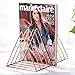 Simmer Stone Rose Gold Magazine Holder Rack, Desktop File Sorter Book Rack Organizer, 9 Slot Triangle Shape, Size 12.2
