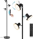 SIBRILLE 36W LED Tree Floor Lamp, Super Bright Standing Lamp with Remote & Touch Control, 4 Color Temperatures,3 Rotatable Lights, Dimmable Floor Lamps for Living Room, Bedroom, Office