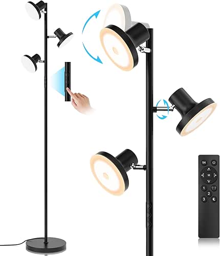 36W LED Tree Floor Lamp, Modern Dimmable Standing Lamp with