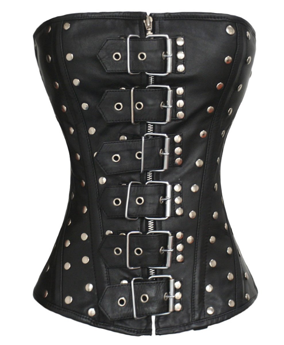 luvsecretlingerie Heavy Duty 24 Double Steel Boned Waist Training Genuine Leather Overbust Tight Shaper Corset 1216