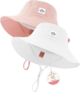 Kids Sun Hat Smile Face Bucket Hat for Toddler Girls Boys UPF 50+ Sun Protection Toddler Summer Hats