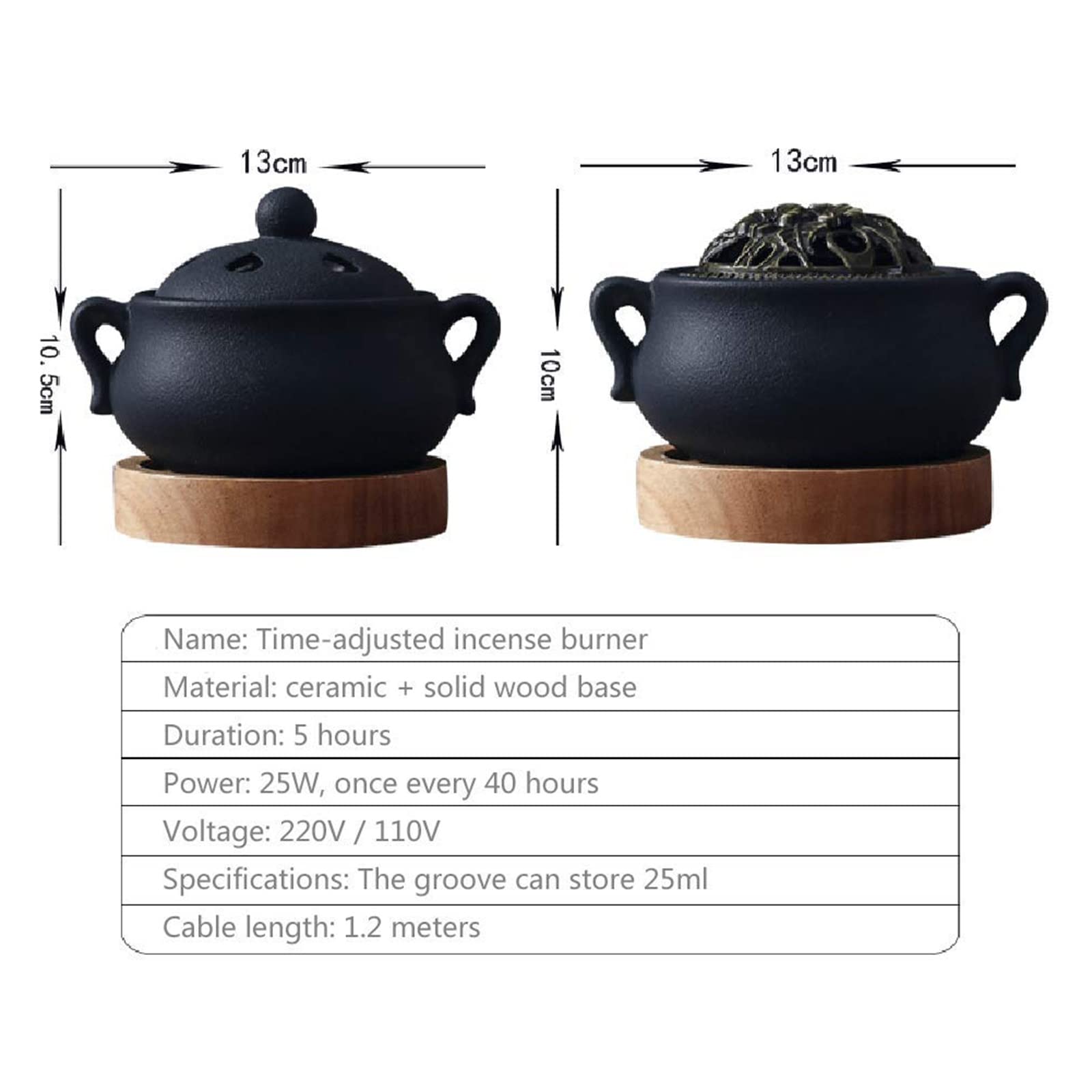 Ceramica Elettrico Bruciatore di incenso,Temperatura regolabile Diffusori oli profumati,Casa Ufficio Agarwood Resina di incenso Portaincenso Candele Bruciatori per oli essenziali,Profumi per la casa
