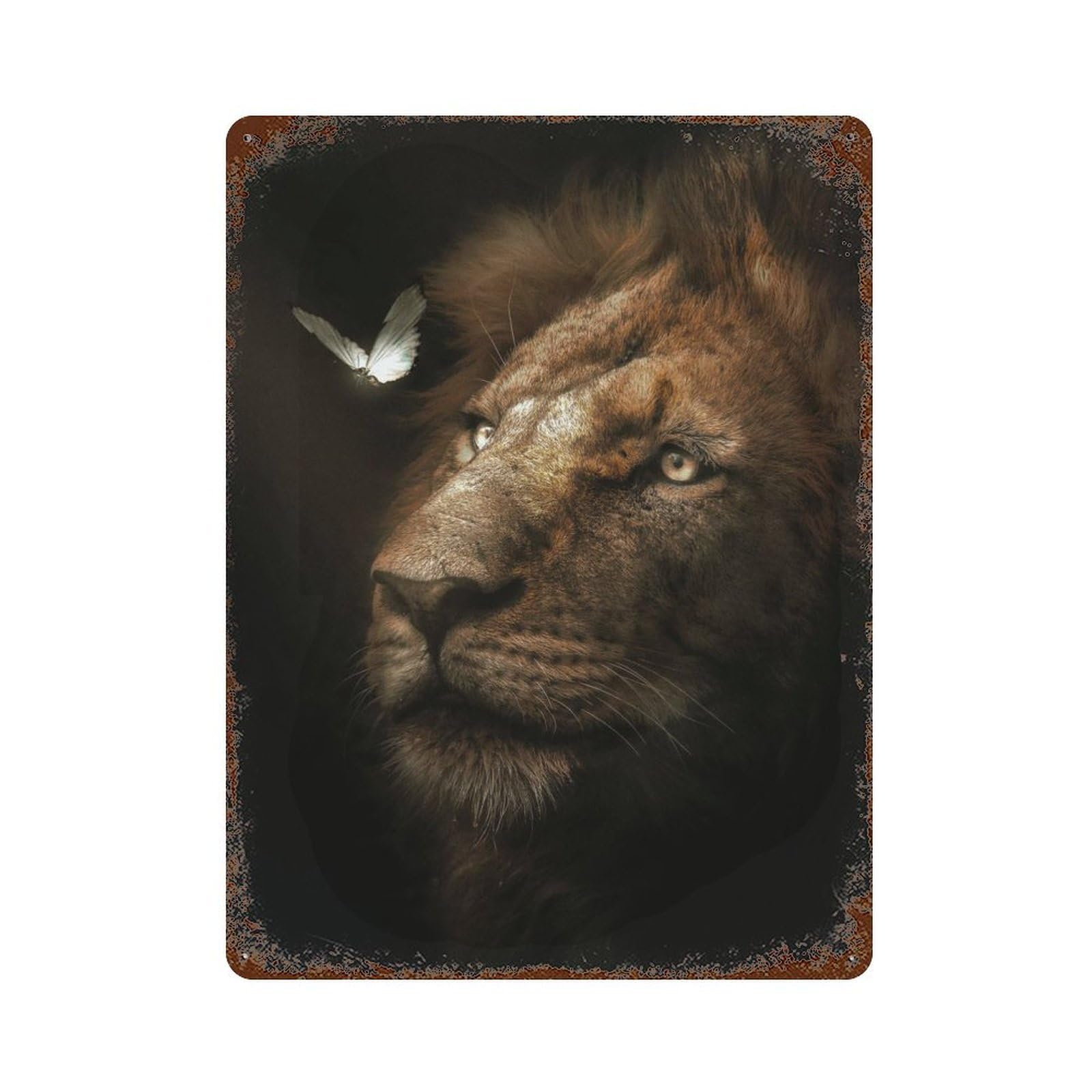 Magical Lion Rust Effect Tin Sign 15.7"x11.8", Retro Wall Decor for Pub, Kitchen And Man Cave Decor
