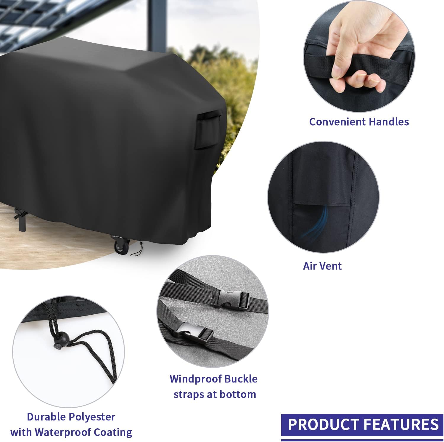 Heavy Duty Grill Cover for Blackstone 2080 1962, Waterproof Fade Resistant Cover for Blackstone 28 Inch Griddles with Hood and Side Shelves - 58L x 26W x 36H Inch