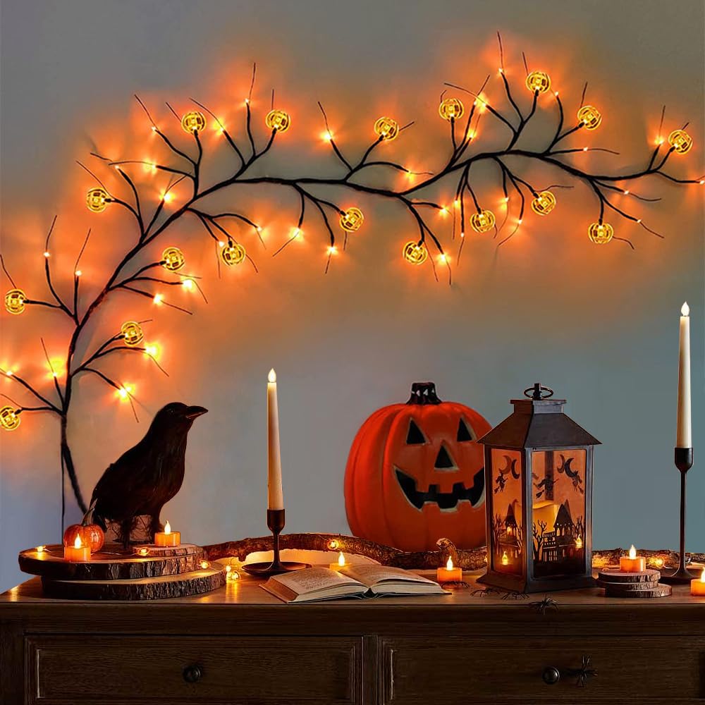 Decorazioni Halloween Da Giardino Luci Di Zucca Di Halloween A LED, Luci In  Rattan Da 1,8 M, 54 LED Zucche Halloween Decorative Luminose, image size:1000x1000