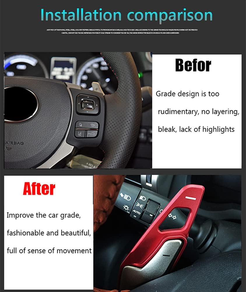 Great-luck Aluminum Steering Wheel Paddle Shifter Extensions Covers 2Pcs/Set(black) for Lexus NX 300h 300(2015-2021) IS 300 350(2013 2014 2015 2016 2017 2018 2019 2020) RC 300 350(2015-2020)