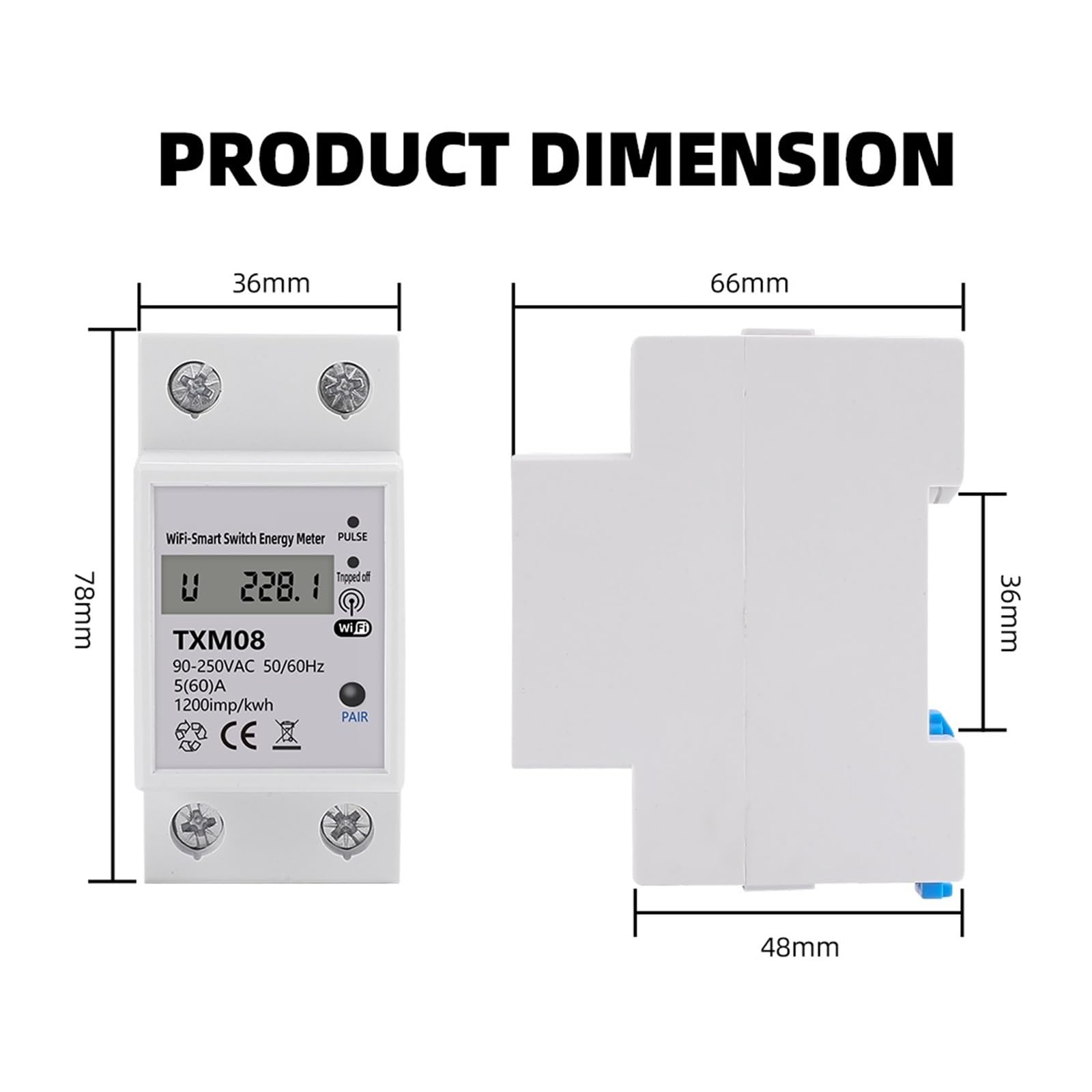 Monitoraggio Dell'Energia del Contatore Intelligen Tuya 60A DIN Rail WiFi Smart Energy Meter Timer Power Monitor KWh Meter Wattmetro Smart Life