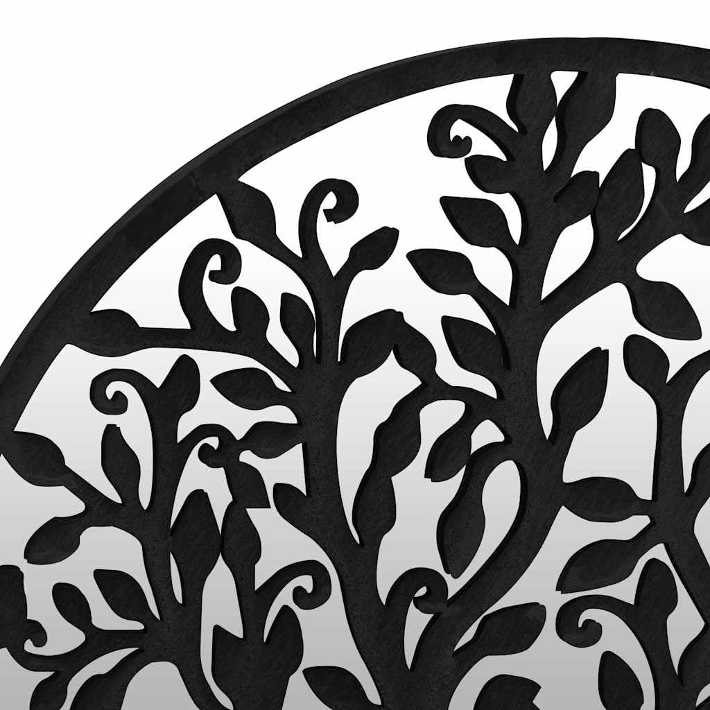 Mangloder Espejo de Jardín Negro Hierro y Cristal Redondo 40x2.5cm Espejo de Pared Exterior Árbol Decoración Jardín Pasillo Baño Salón