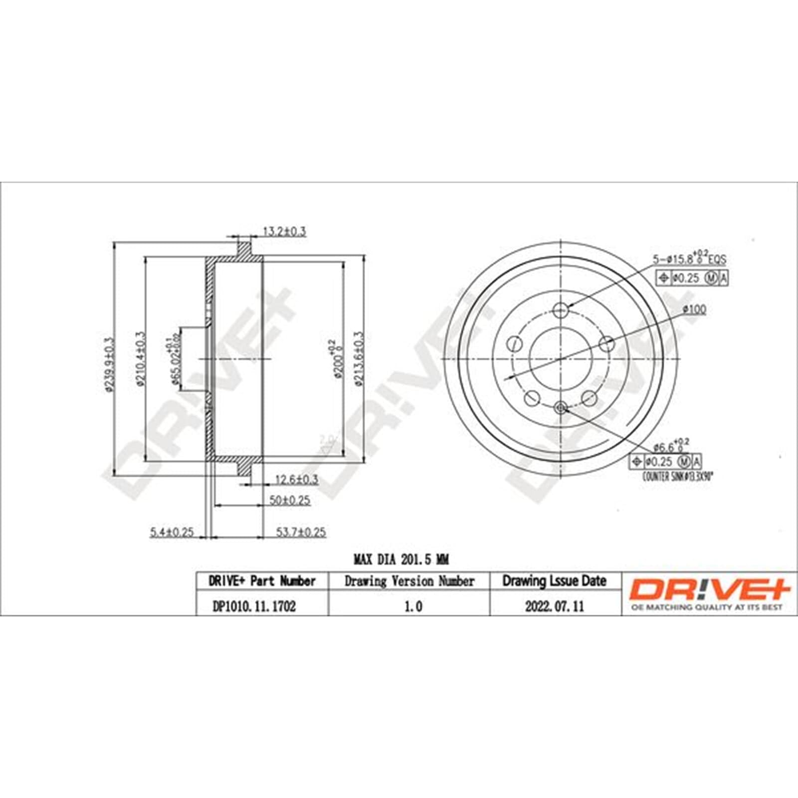 2X Dr!ve Bremstrommeln hinten | 2x DP1010.11.1702 passend für A2 Cordoba Ibiza