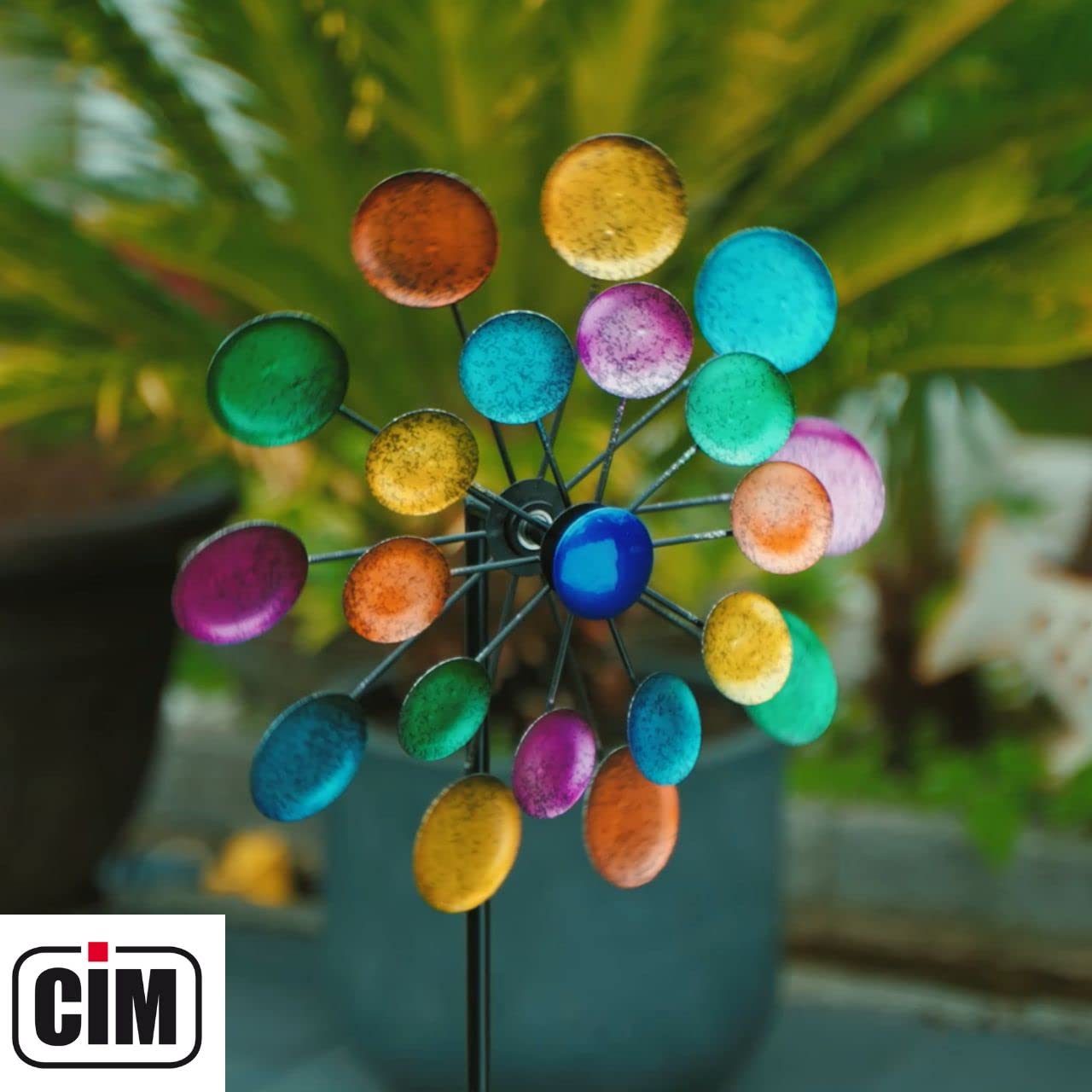 CIM Metalowy wiatrak Galaxy Rainbow 122 cm 32 cm 21 cm dekoracja ogrodowa