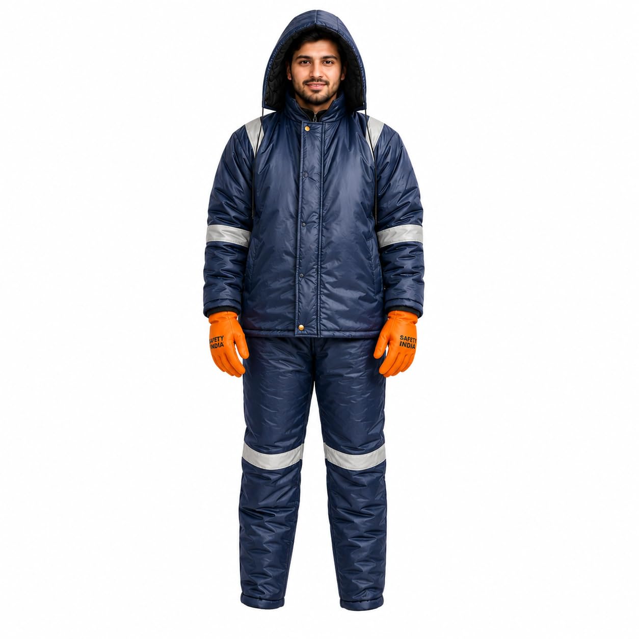 Cold Storage Suit with Hood, Pants & Gloves | 5 Layer Thermal Insulated Freezer Suit | Up to -40°C | EN ISO 15831:2004 Certified | Cold Room Jacket | Cold Storage Protective Clothing- Free Size-image-1