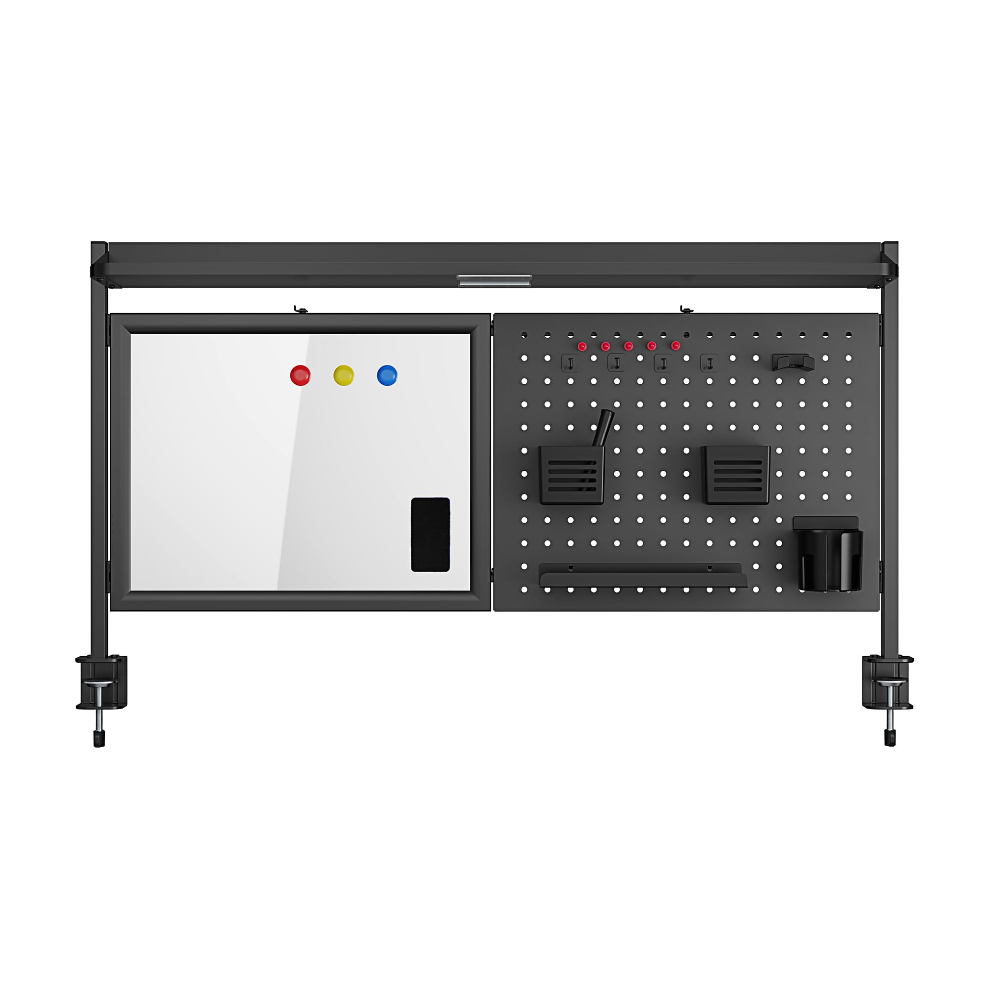 [en.casa] Schreibtisch Organizer Virvik zum Anklemmen 117 x 73 cm Pegboard höhenverstellbar Lochwand mit Ablagen und Zubehör Stecktafel für Kinderzimmer Büro Homeoffice Stahl Schwarz