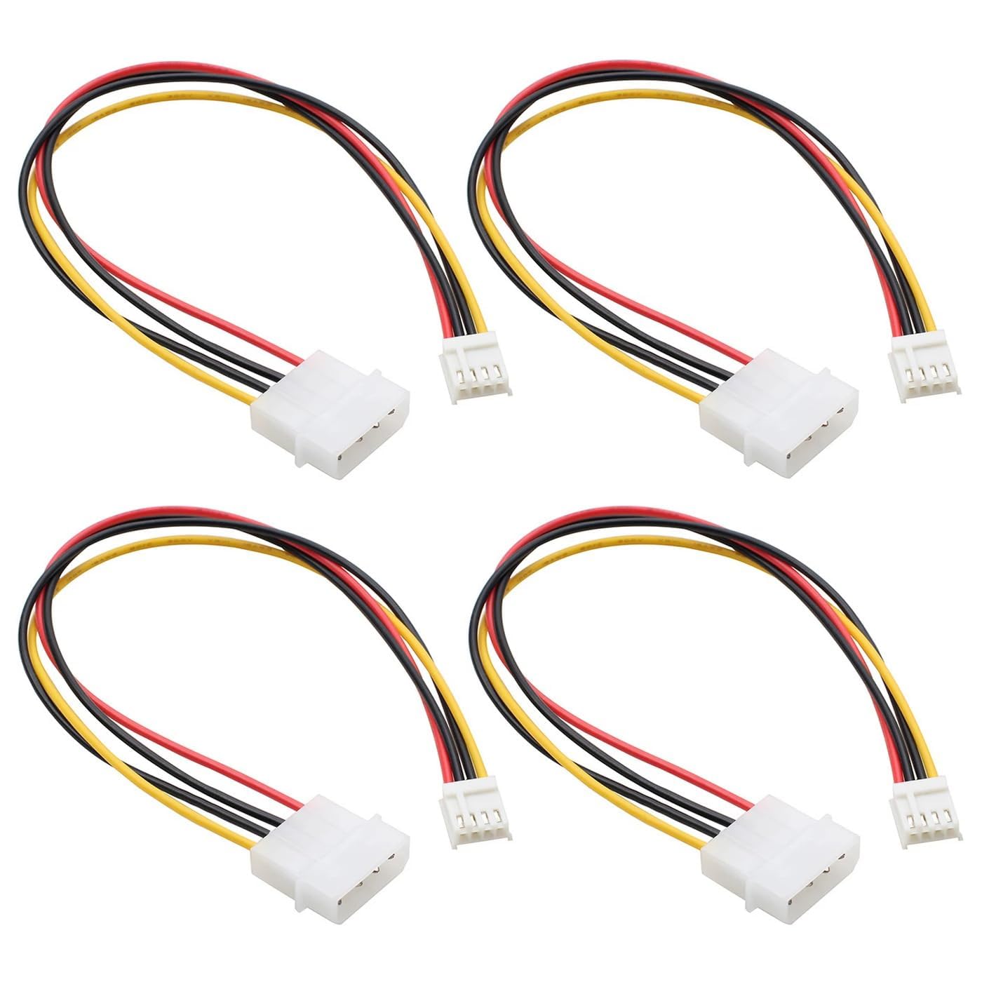 molex to floppy power adapter cable 4 pack, 4 pin ide male to 4p fdd female connector, power supply converter extension wire for desktop pc, hdd, floppy drive & internal computer components