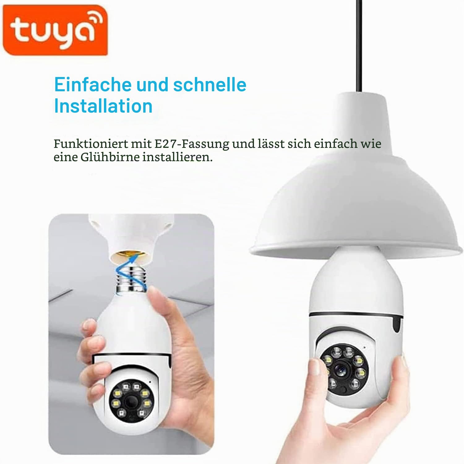 TUYA WiFi 1080P 5GHz 2.4GHz Panorama IP Sicherheitskamera, Pan/Tilt Grade Panorama IP Sicherheitskamera, Smart Home Überwachungskamera mit Alarm