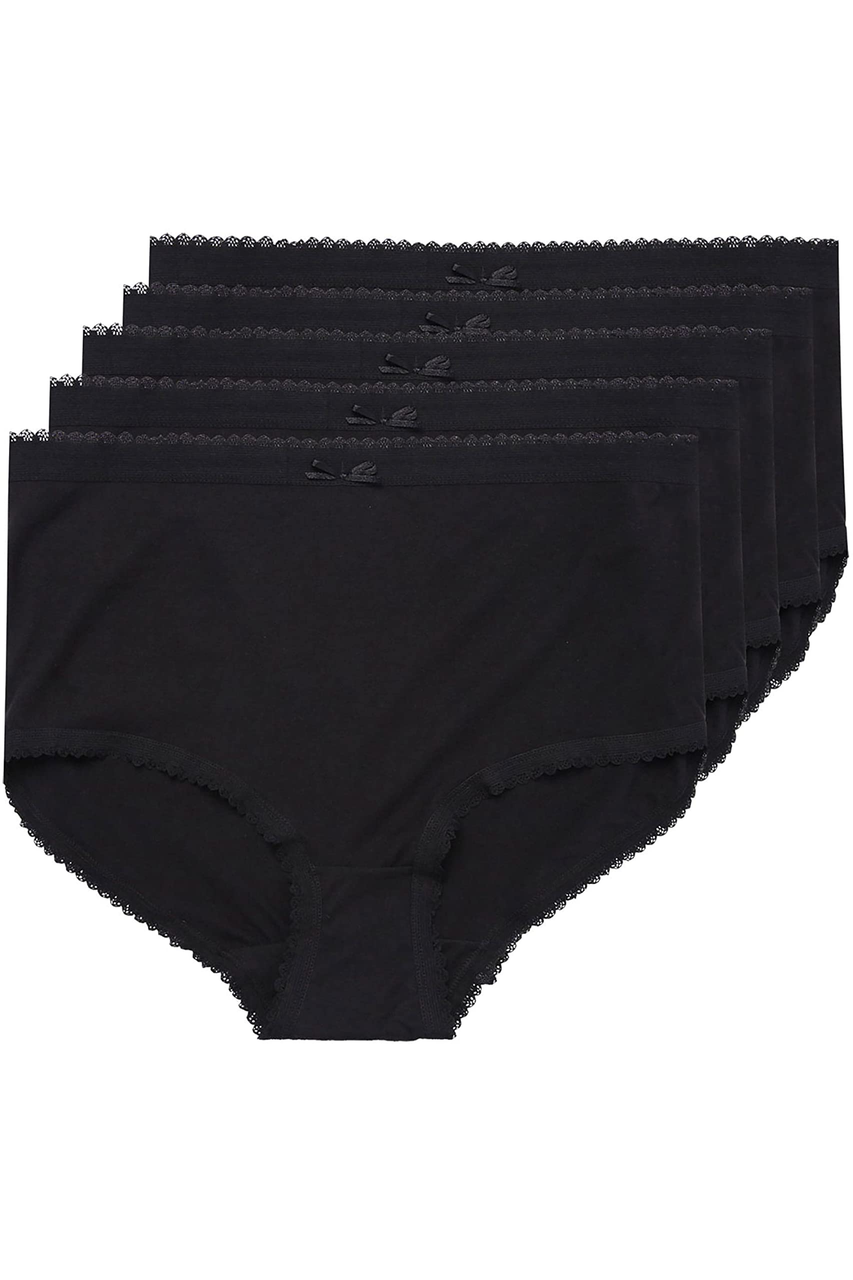 Yours5 Pack Curve Cotton High Waisted Maxi Full Brief Knickers - Women's - Plus Size Curve Black