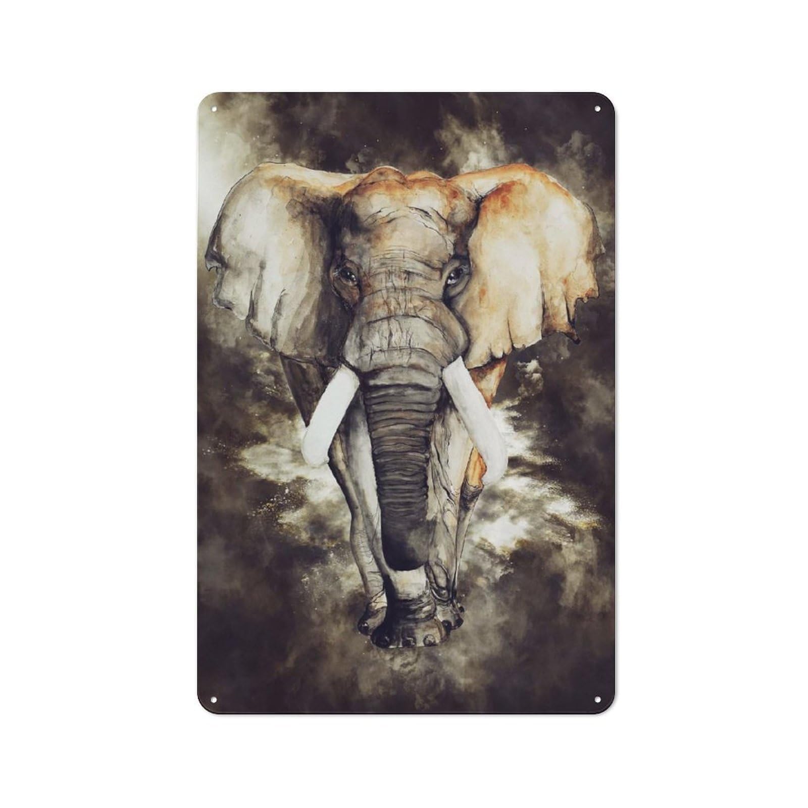 Junmoney Style-16 Tin Wall Plaque 30X20cm With Elephant 3 For Home Office Or Studio, For Garage, Workshop And Man Cave Decoration