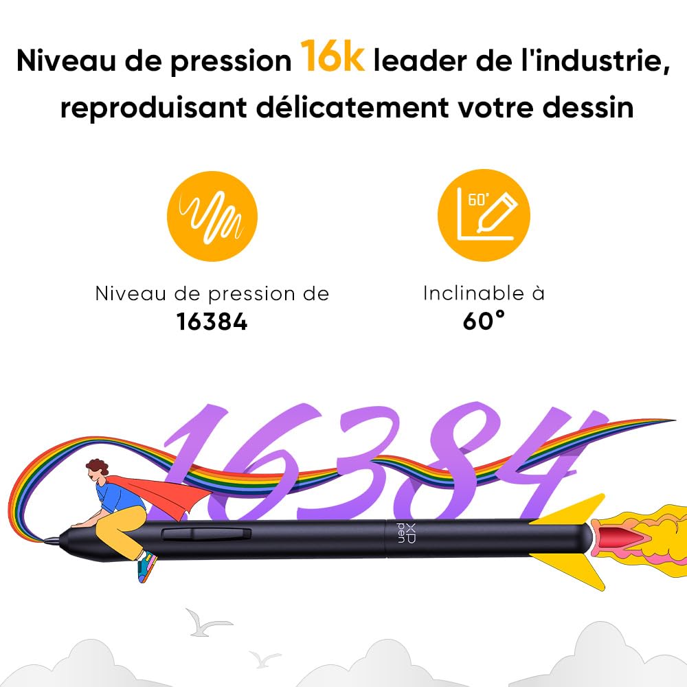 XPPen Deco 640 Tablette Graphique sans Écran, Stylet X3 Pro 16K Niveaux de Pression, Compatible Windows/Mac/Android