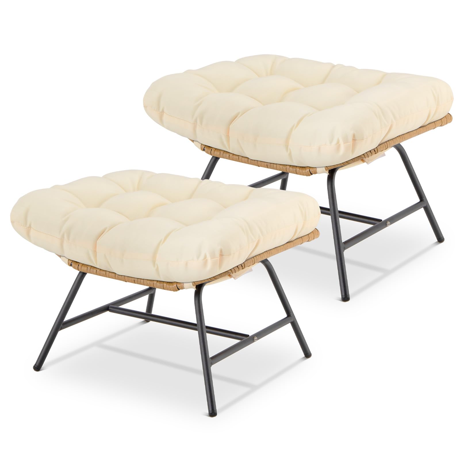 Amazon.com: NICESOUL® Indoor Outdoor Ottomans, 2 Pieces Large Wide ...