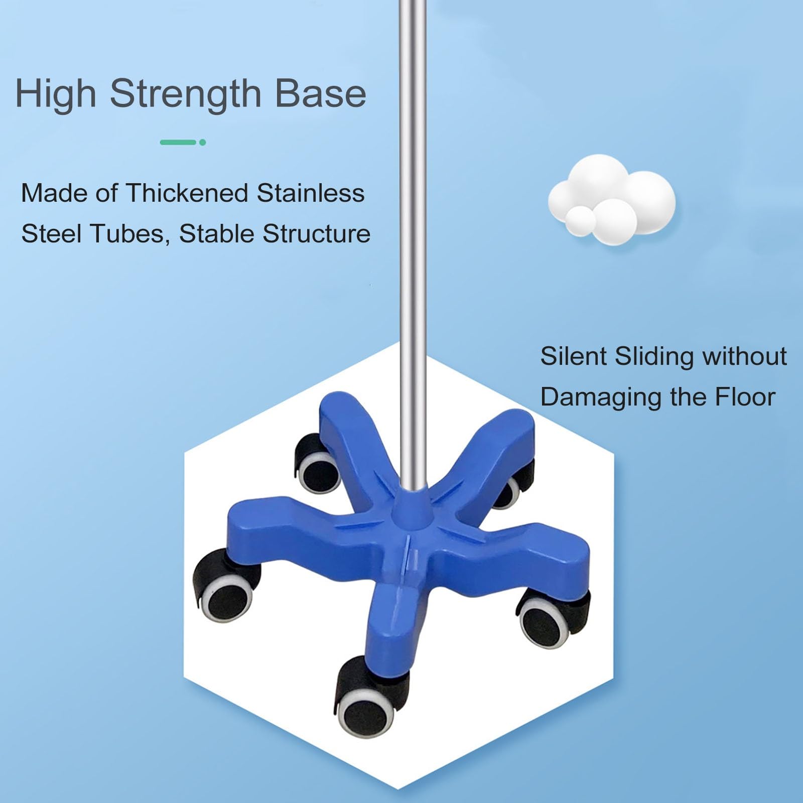 Soporte Portátil para Poste Intravenoso de Acero Inoxidable con Gancho de 4 Direcciones, Ajustable, para Hospitales, Atención Domiciliaria (Size : Pump Plate+Handle)