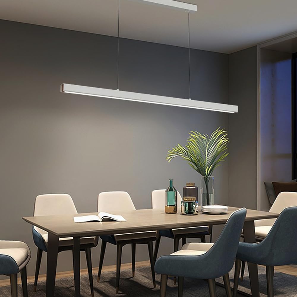 Nowoczesna minimalistyczna liniowa lampa wisząca LED, możliwość przyciemniania, 3000k-6000k, z pilotem, do jadalni, kuchni, na wyspę, do wejścia, garażu, stołu bilardowego (ciemna, 80 cm)