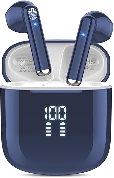 OYIB Wireless Earbuds Bluetooth 5.3, Clear Call Earphones with ENC Mic | 4-Mic Noise Reduction, 25H Playtime, Touch Control, IPX7 Waterproof, Lightweight Bluetooth Headphones for Sport, Deep Blue