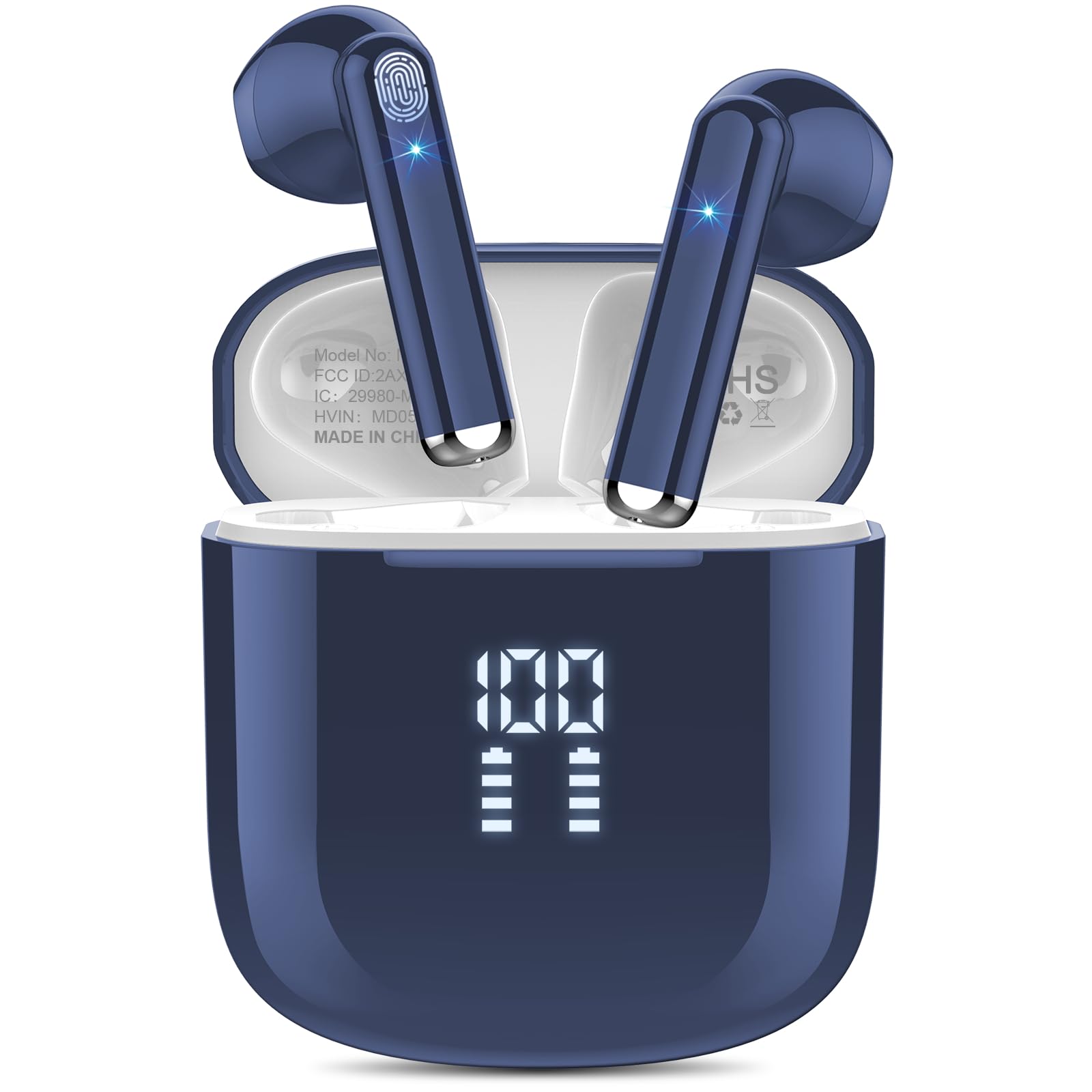 OYIB Bluetooth Headphones, In-Ear Headphones, Wireless Bluetooth 5.3 Headphones with ENC Mic, 25 Hours Deep Bass Wireless Earbuds, Touch Control, IP7 Waterproof Earphones, LED Display, Jogging, Deep