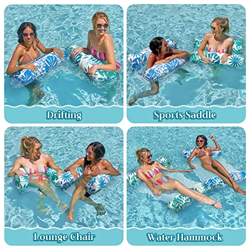 Elidepe Luftmatratze Pool, XL Spielzeug Wasser, 2 Stück Pool Zubehör Spaß Erwachsene, 4 in 1 Wasserspielzeug Wasserhängematte, Luftmatratze als Sessel Matratzen Schwimmatte