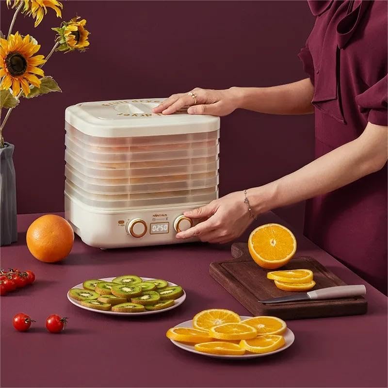 Disidratatore alimentare elettrico, 240 W, macchina per asciugare la frutta, temperatura regolabile, 35-70 °C, per frutta, verdura, carne, pesce, ricette (bianco - 5 griglie)