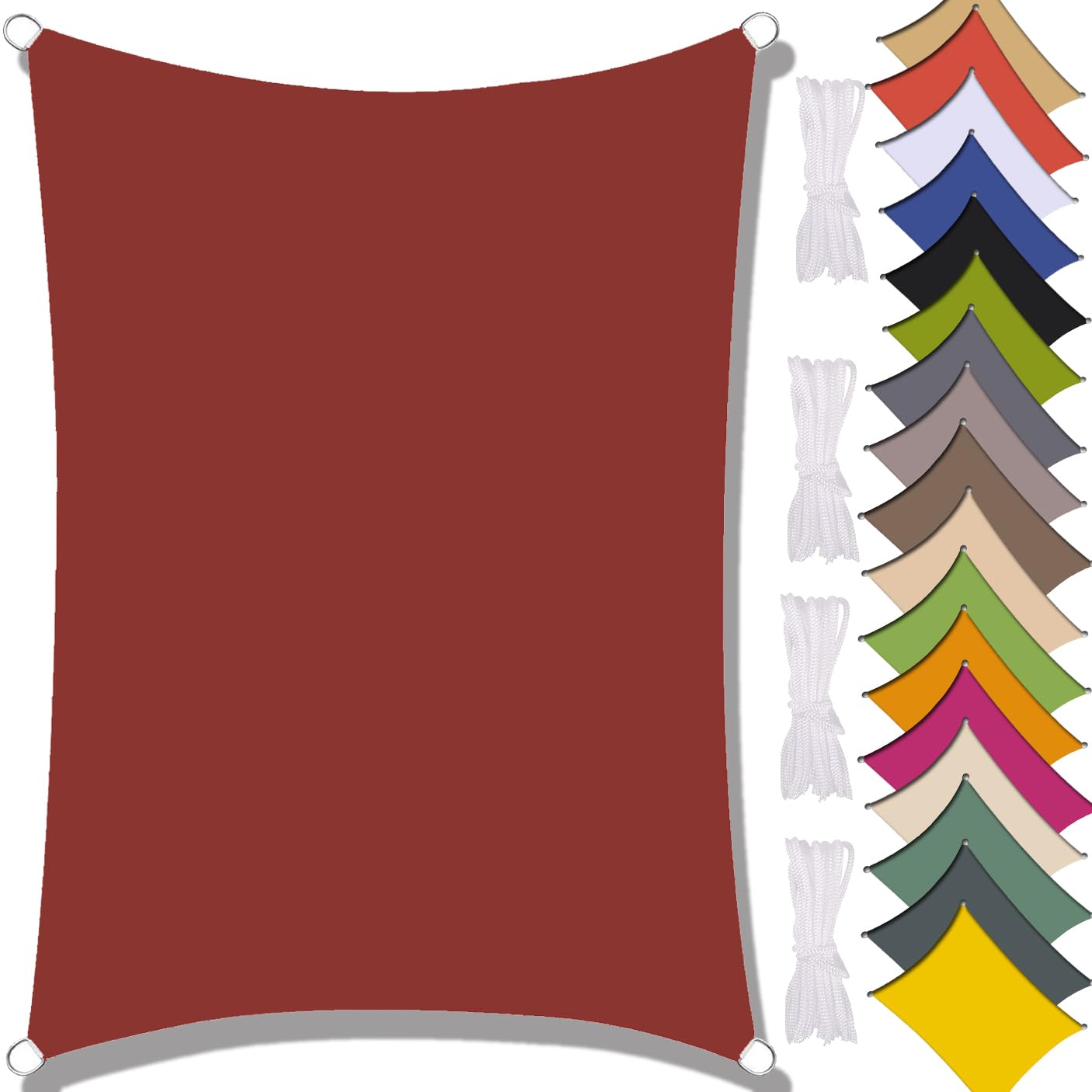Vela Parasole Impermeabile Dell'ombrellone 4X5M Vela Ombreggiante, Resistente ai Raggi UV 95%, Vela Ombreggiante per Piscina, Giardino, Terrazza, Parco, Piscina，Campeggio Rosso ruggine