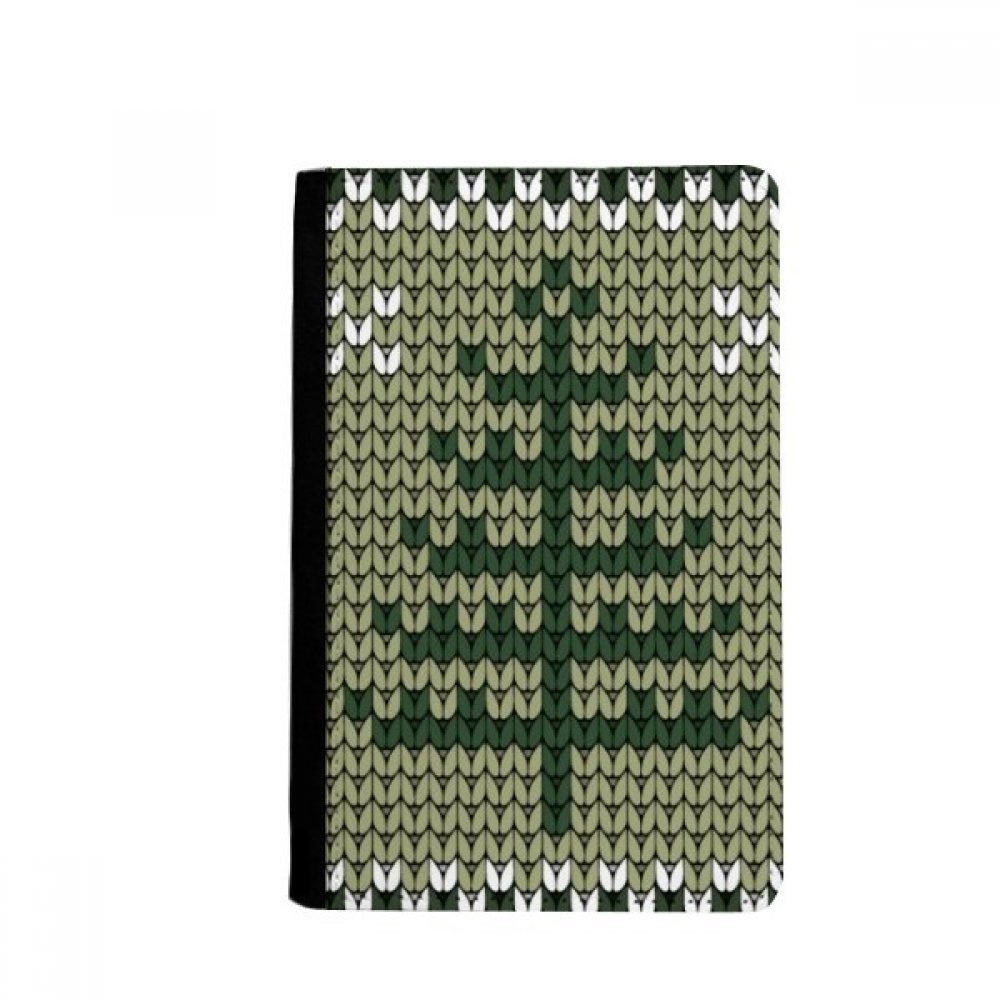 Christmas Tree Brown Elk Knit Pattern Passport Holder Notecase Burse Wallet Cover Card Purse