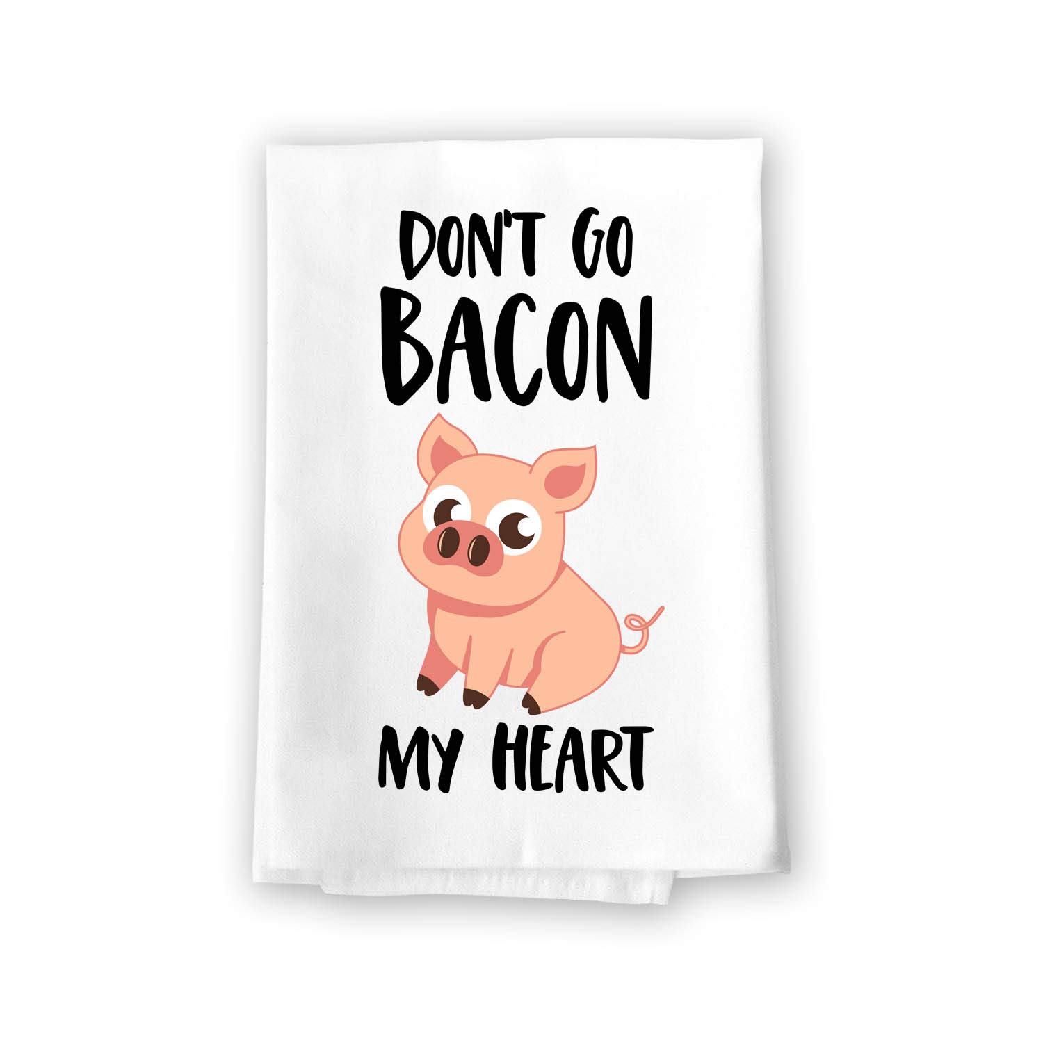 Honey Dew GiftsDon't Go Bacon My Heart, 27 Inch by 27 Inch, All Around Kitchen Towel, Funny Bacon Towel, Pig Towels Kitchen, Funny Bacon Themed Gifts, 10464