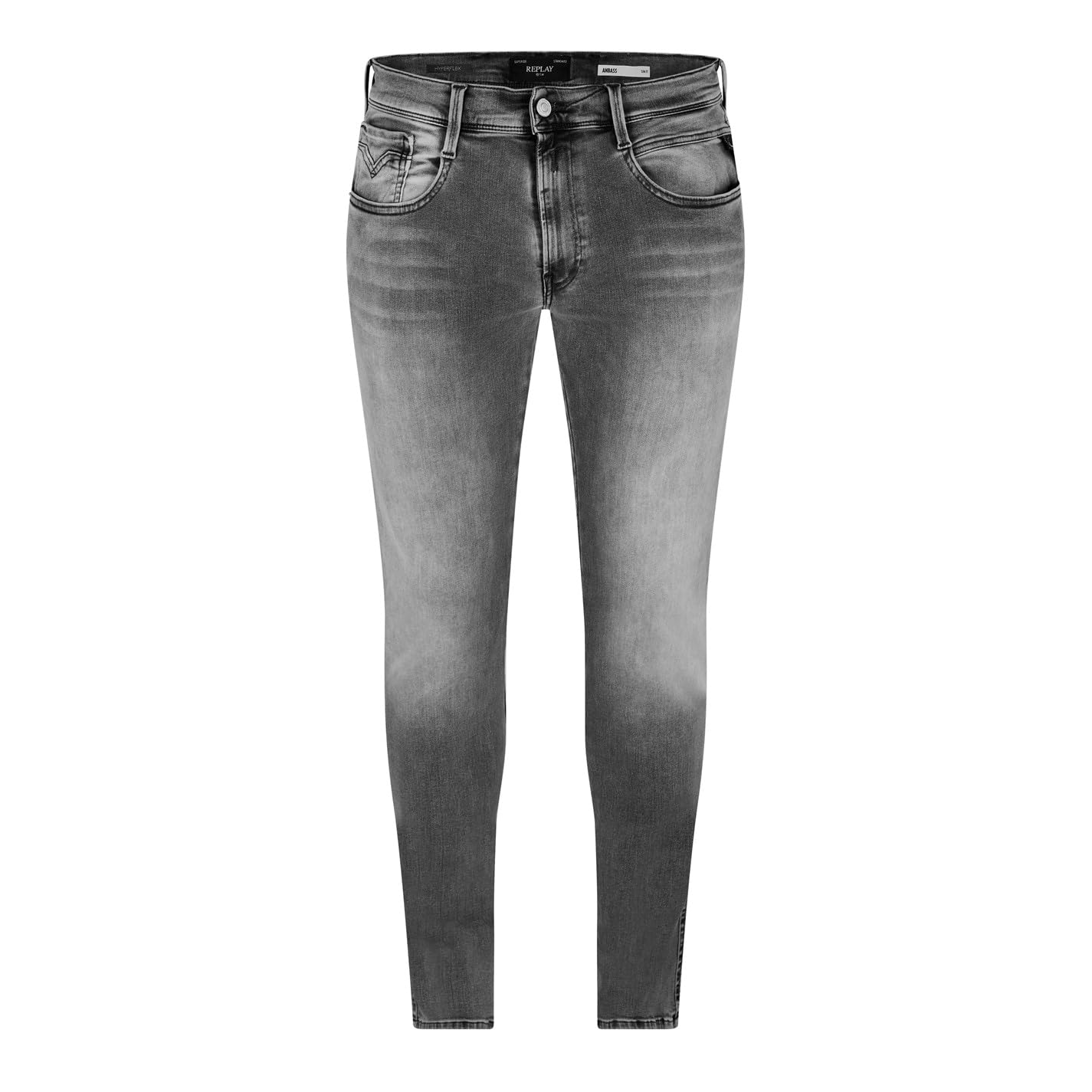 Replay Herren Jeans Anbass Slim-Fit Hyperflex mit Stretch, Grau (Medium Grey 096-1), 40W / 36L
