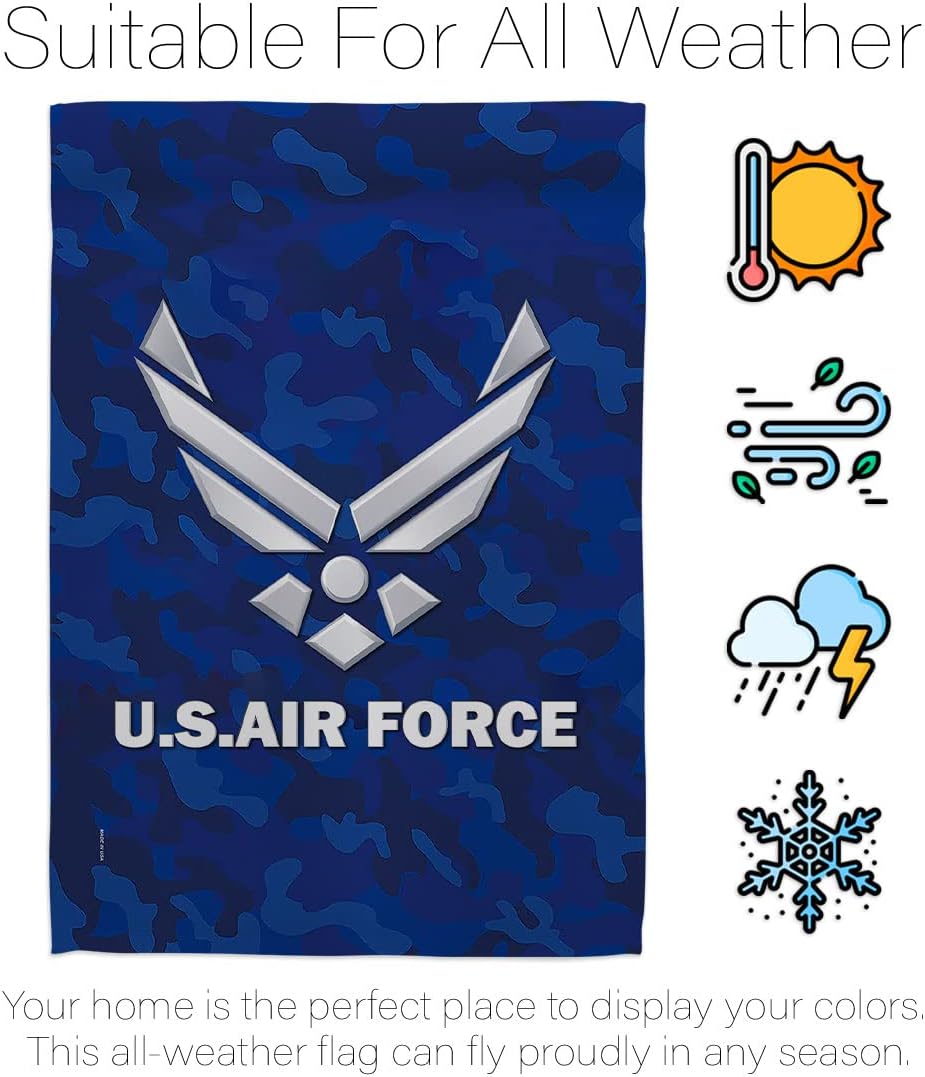 US MILITARY US Air Flag Armed Forces Double-Sided Lawn Decoration Gift House Garden Yard Banner United State American Military Veteran, 12" x 18.5 Made in USA