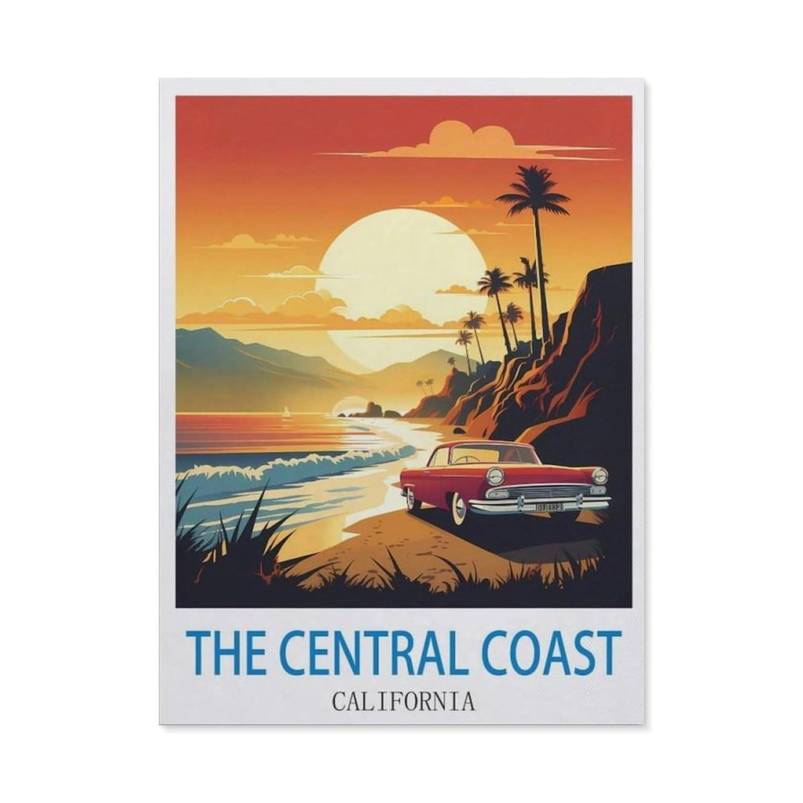 BEAYODKP DIY Diamond Painting，The Central Coast California，Cross Stitch Full Drill 5D Embroidery Mosaic Wall Decor Art（30 x 40 cm/11.81 x 15.74 inches）-CL49