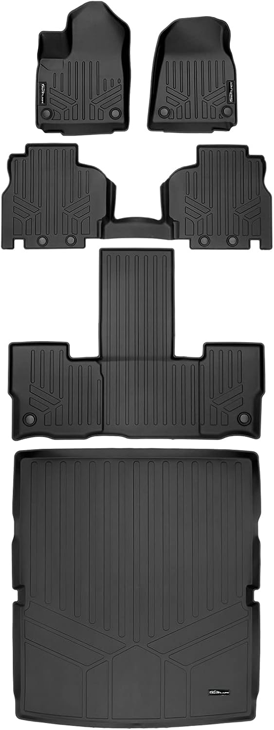 SMARTLINER All Weather Custom Fit 3 Row & Cargo Liner Behind The 2nd Row Floor Mat Liner Set Compatible with 2022-2025 Jeep Wagoneer (7 Passenger Model)