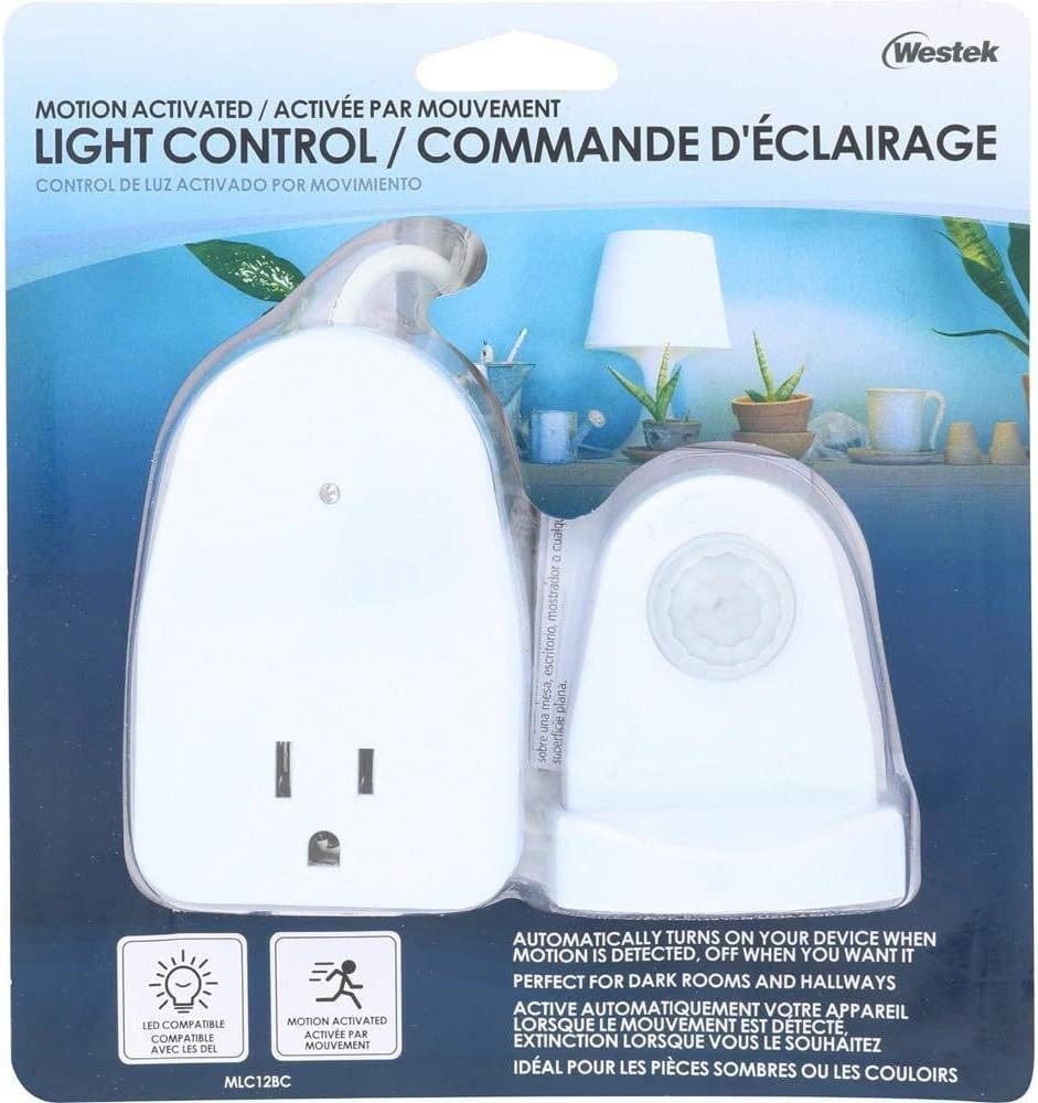 White Indoor Motion Activated Light Control with 6-Foot Cord