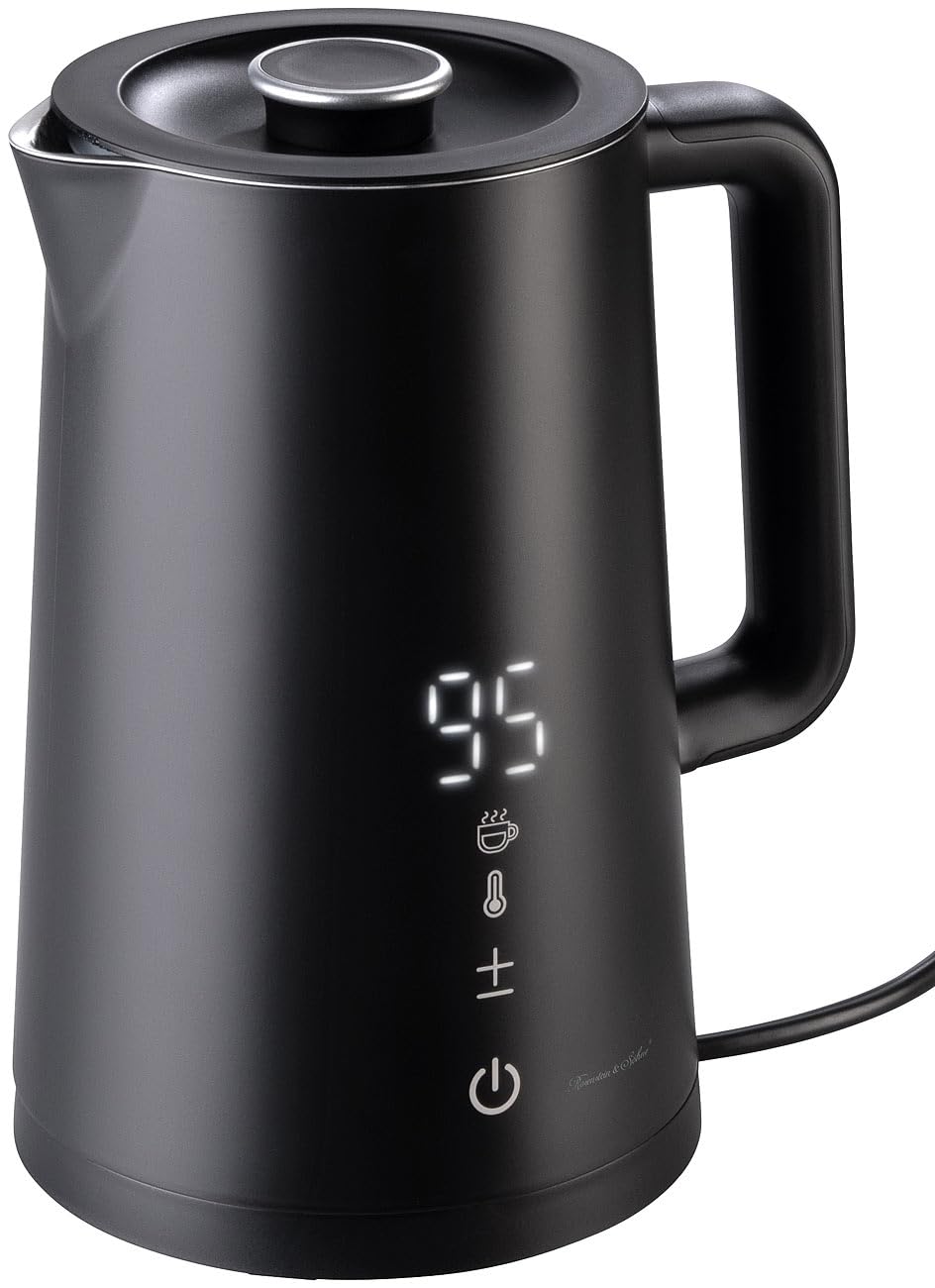 Rosenstein & Söhne Bollitore elettrico smart WLAN 1,7 l Cool-Touch con controllo app, display LED e selezione temperatura, nero