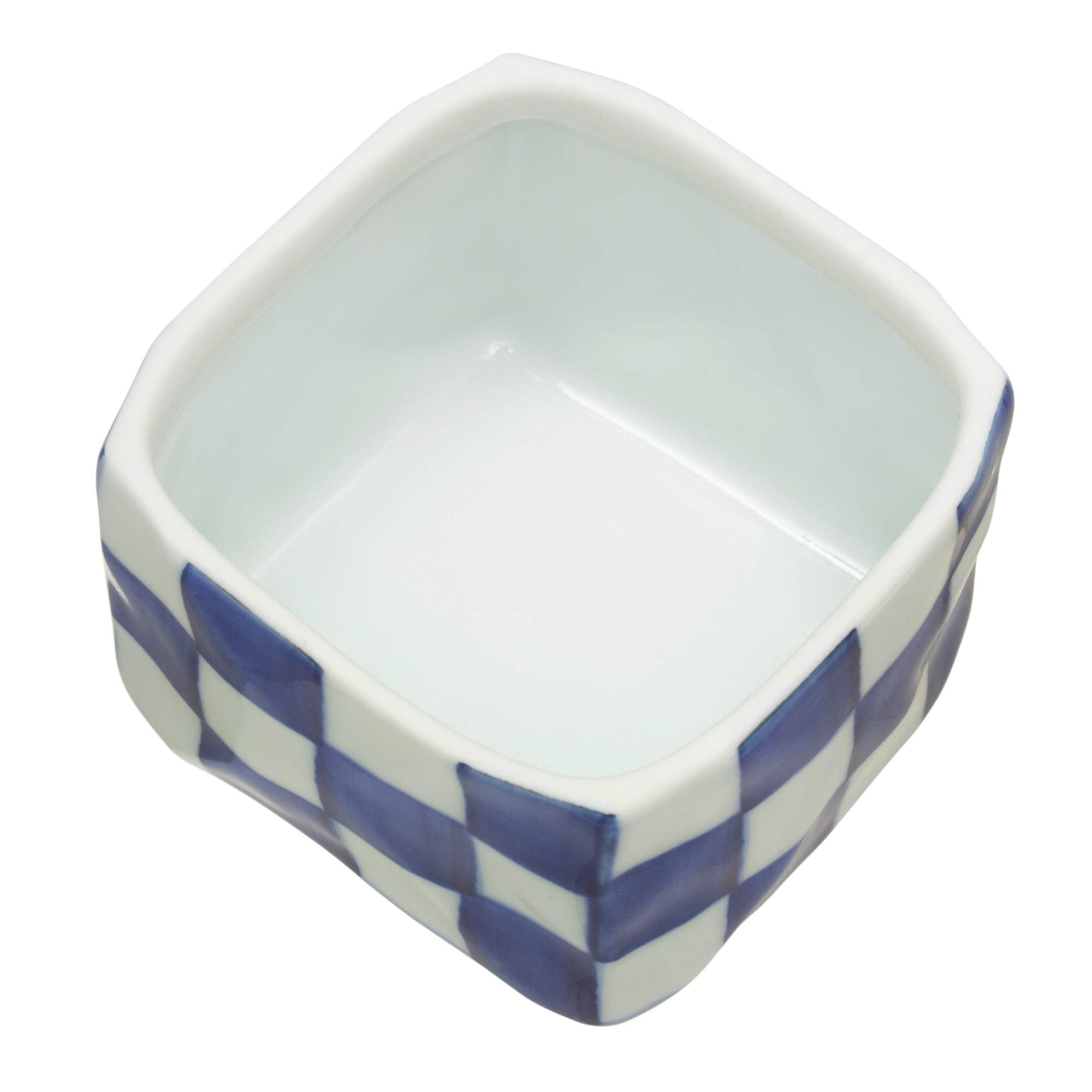 Amazon.co.jp: 蓋向 染付市松角陶箱(中) [8.5 x 8.5 x 7.5cm
