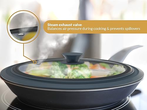 Miniatura 5 de BELLA COOKS Tapa universal para olla (juego de 2) incluye 2 trapos de algodón, se adapta a utensilios de cocina de 7 a 11 pulgadas, tapa de olla,