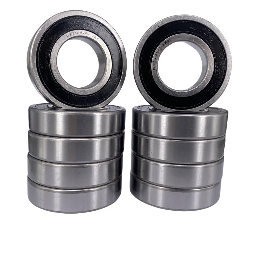 DEEG 10 Pcs 6207-2RS Double Rubber Seal Bearings 35x72x17mm Deep Groove Ball Bearings for Hay Mower,Maytag Neptune 4400 Series Washer…