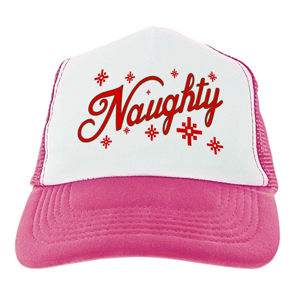 Christmas Themed Party Supplies Holiday Theme Naughty 12-Pack Trucker Hats Pink