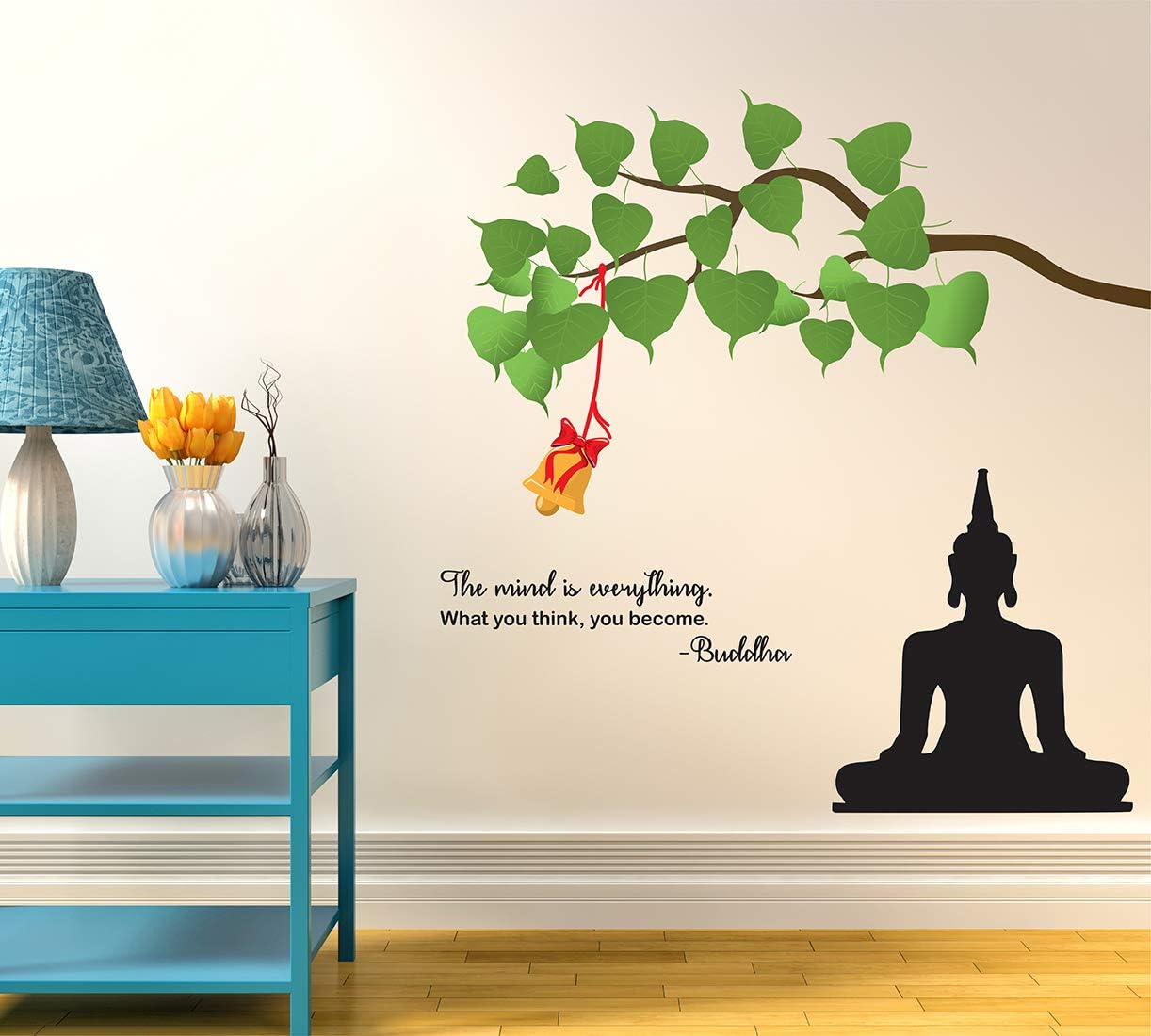 Wallstick Buddha with Quotes wallstickers (Vinyl 110 cm x 100 cm)