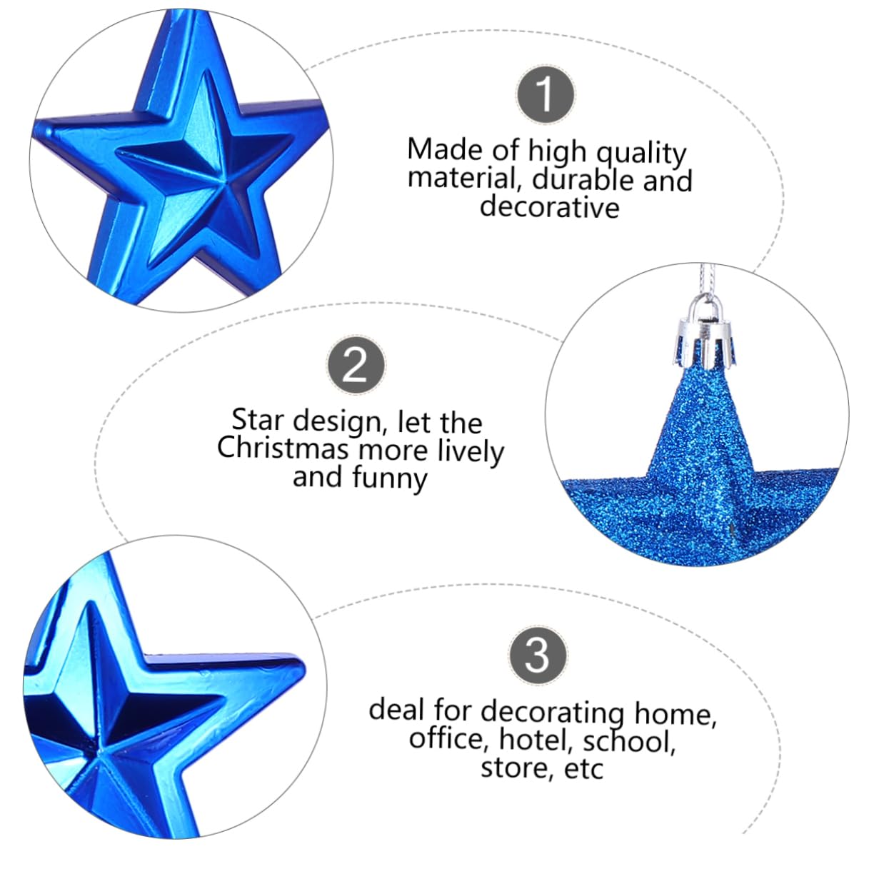 3 Set Di Bellissimi Ornamenti Per Lalbero Di Natale Decorazioni A Forma Di Stella Sicuri Per La Pelle Per Casa Ufficio Scuola Hotel 18 Pezzi * 3