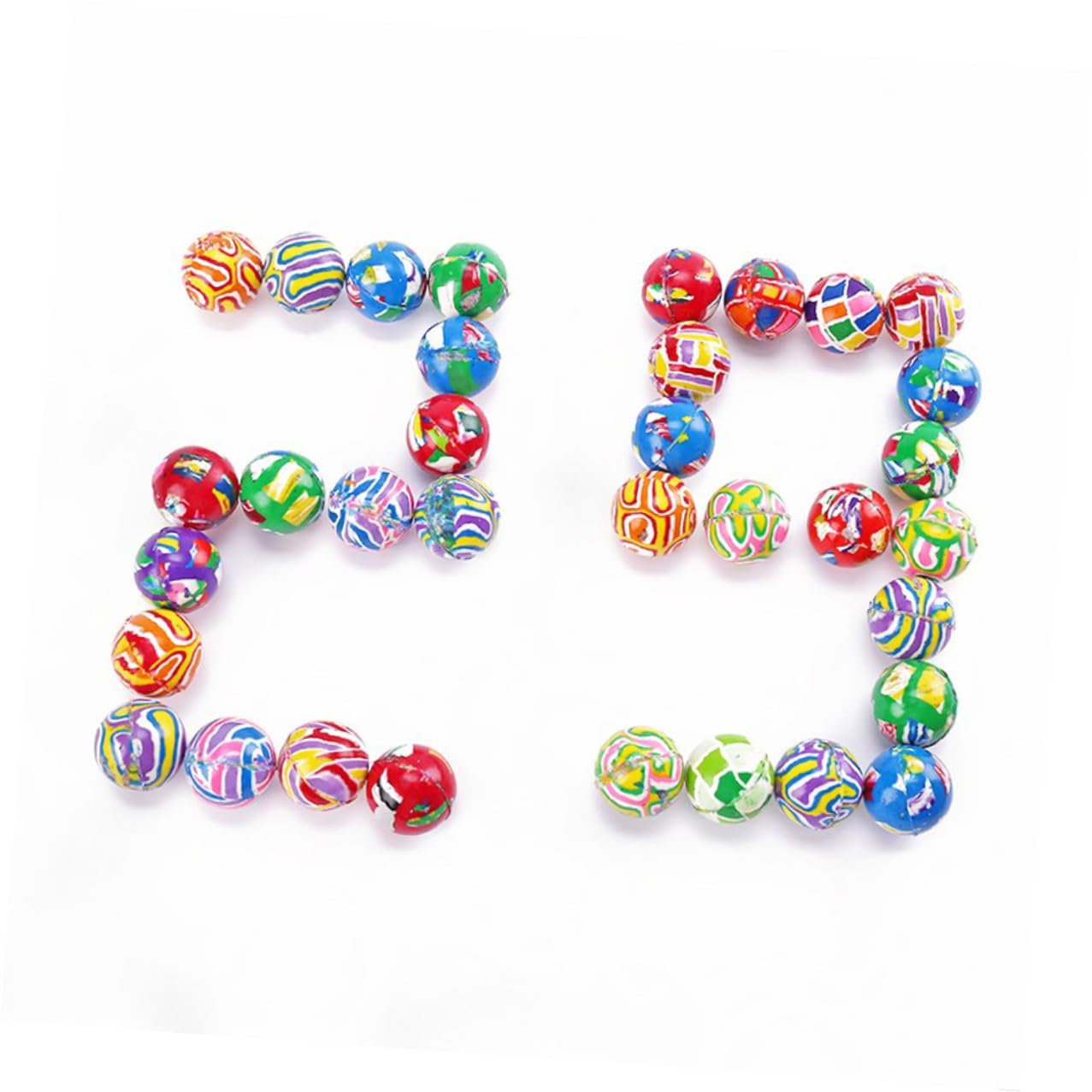 100 Pezzi Palline di Gomma Elastiche per Bambini, Palline da Gioco Morbide Forte Rimbalzo per Bambini Che Giocano e Feste di Compleanno Stili Multipli