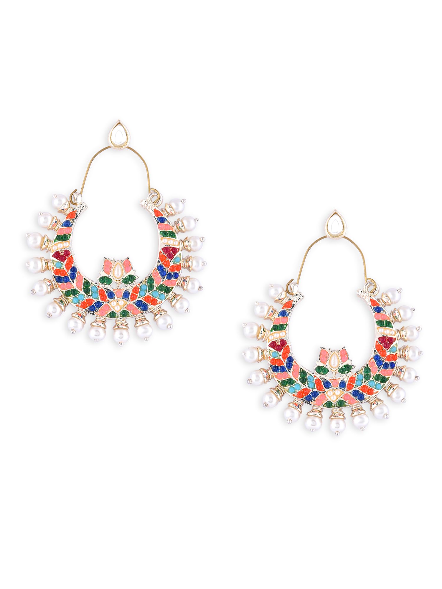 Zaveri Pearls Multicolor Stones Crescent Lotus Ethnic Dangle Earring For Women -ZPFK16398 (B0CGHWF5Y7) Amazon Price History, Amazon Price Tracker