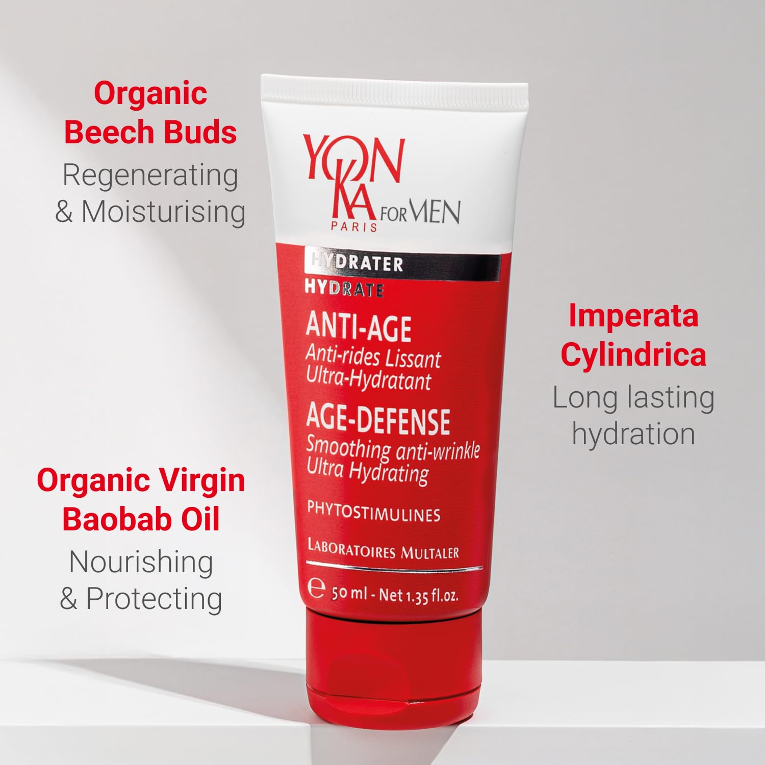 Yonka Mens Age Defense Moisturizer | Anti-Aging Daily Face Lotion for Dry and Mature Skin | Prevent Wrinkles with Nutrient Rich Creme | 1.69 fl oz