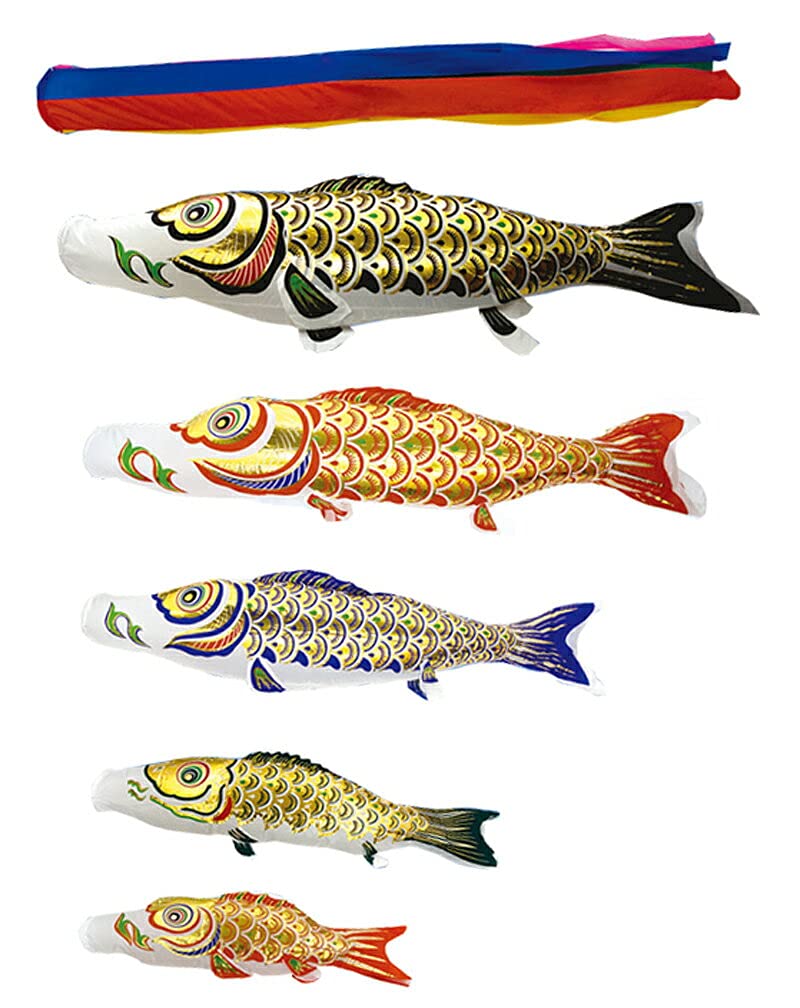 Amazon.co.jp: こいのぼり 村上鯉 鯉のぼり 庭園用 7m 8点セット 金箔