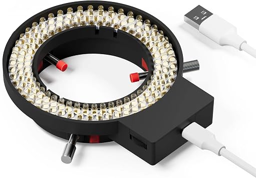 Adjustable 144 LED Ring Light,4 Zone Ring Light for Microscope | High Brightness Microscope Ring Light Illuminator for Industry Stereo Microscope Camera