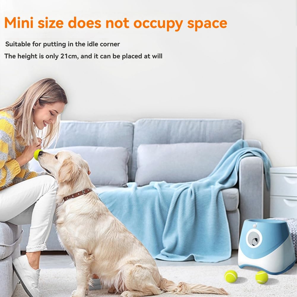 Lanceur de Balles de Tennis Automatique Rechargeable pour Chien - Jouet D'Entraînement pour Animaux de Compagnie avec Distance de Lancement Réglable 3 Balles Incluses